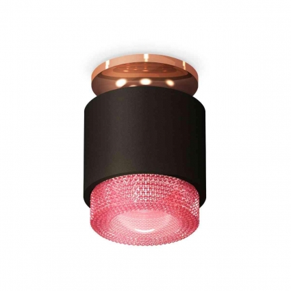 Комплект накладного светильника Ambrella light Techno Spot XS7511142 SBK/PPG/PI черный песок/золото розовое полированное/розовый (N7930,C7511,N7193) для магазина, цвет черный