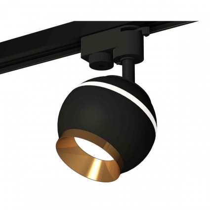 Комплект трекового светильника Ambrella light Track System XT1102005 SBK/PYG черный песок/золото желтое полированное (A2521, C1102, N7034) для магазина, цвет черный