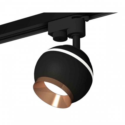 Комплект трекового светильника Ambrella light Track System XT1102006 SBK/PPG черный песок/золото розовое полированное (A2521, C1102, N7035) для магазина, цвет черный