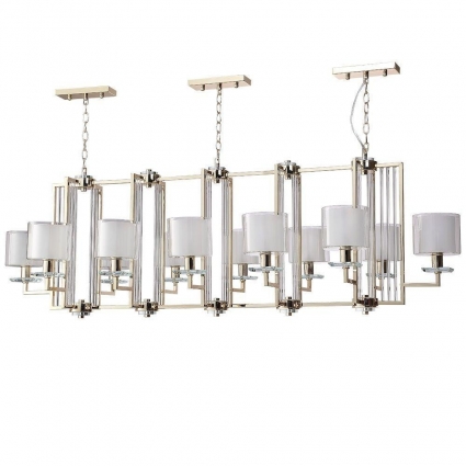 Подвесная люстра Crystal Lux Nicolas SP12 L1600 Gold/White для гостиной, цвет белый,  в стиле модерн