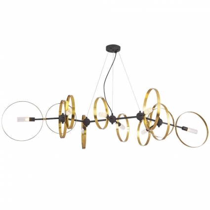 Подвесная люстра Crystal Lux Armonica SP8 Black/Brass V2 для гостиной, цвет золотой,  в стиле Хай-тек