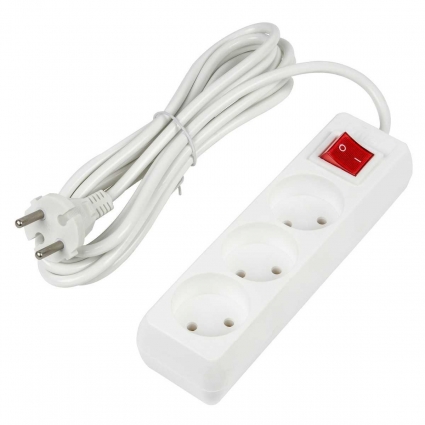 Удлинитель Uniel Ultra 3гн х 3м б/з S-CU3-3B White UL-00009995, цвет белый