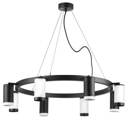 Подвесная люстра Lightstar Rullo (571018+214437-4+214436-4+203437-4+203436-4) LR01837436476 для гостиной, цвет черный,  в современном стиле