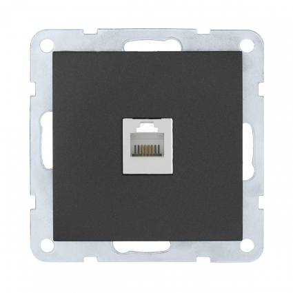 Розетка LK Studio компьютерная RJ-45 кат. 5е с накладкой (черный бархат) LK60 866108-1, цвет черный