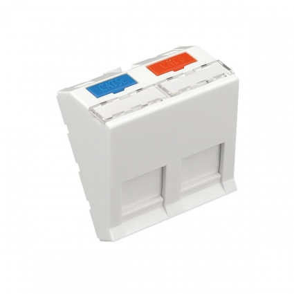 Лицевая панель информационной розетки RJ45/12 2 модуля LK Studio LK45 87022, цвет белый,  в современном стиле