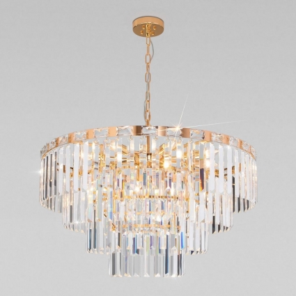 Подвесная люстра Eurosvet Elegante 10130/10 золото/прозрачный хрусталь Strotskis для гостиной площадью до 18 кв.м.,  в стиле прованс