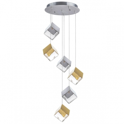 Подвесная люстра Lightstar Qubica 805569 для гостиной, цвет серебро,  в стиле арт-деко