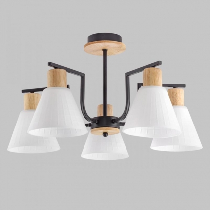 Потолочная люстра IMEX MD.5716-5-S-BK+WOOD для кухни, цвет матовый