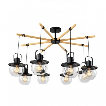 Потолочная люстра IMEX Freedom MD.23044-8-S-BK+WOOD для гостиной, цоколь E27