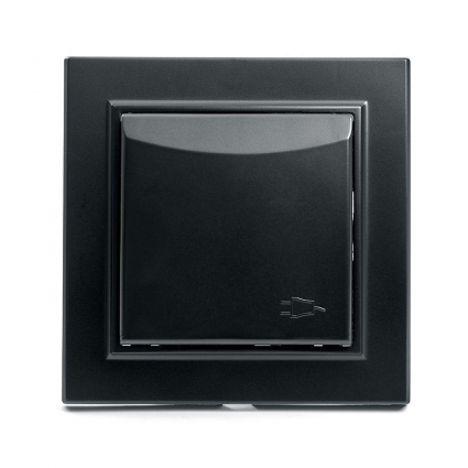 Розетка 2P+PE Stekker Эрна со шторками крышкой черный PST16-9012-03 39481, цвет черный,  в современном стиле