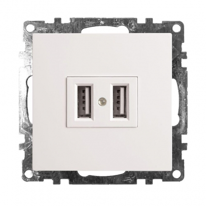 Розетка 2хUSB Stekker Катрин белый GLS10-7115-01 39686, цвет белый,  в современном стиле