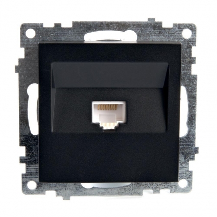 Розетка компьютерная RJ-45 Stekker Катрин черный GLS00-7107-05 39613, цвет черный,  в современном стиле