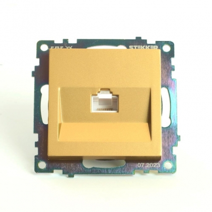 Розетка компьютерная RJ-45 Stekker Катрин золото GLS00-7107-08 49227, цвет золотой, золотой,  в современном стиле