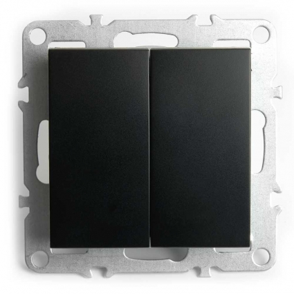 Выключатель двухклавишный Stekker Эрна черный PSW10-9104-03 49149, цвет черный,  в современном стиле