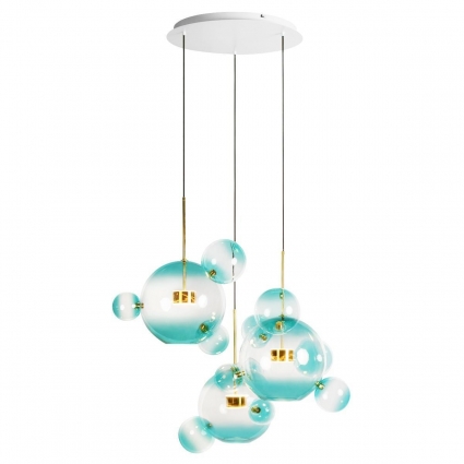 Подвесная светодиодная люстра Loft IT Bolle 2027-D3 Blue для гостиной, цвет голубой,  в стиле модерн