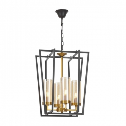 Подвесная люстра Lumina Deco Afres LDP 1246-4 BK+MD для спальни, цвет черный