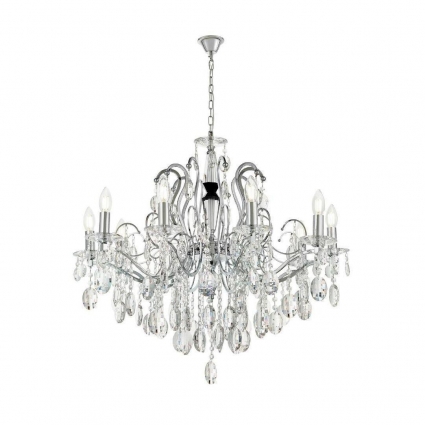 Подвесная люстра Lumina Deco Daniella LDP 9123-10 для гостиной, цвет хром,  в классическом стиле