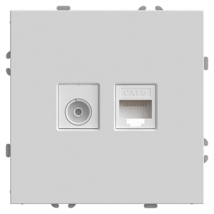 Розетка телевизионная TV + компьютерная RJ-45 Stekker Эмили белый фарфор RST00-5106-01 49872, цвет белый,  в современном стиле
