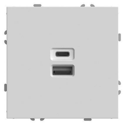 Розетка двухместная USB + Type C Stekker Эмили белый фарфор RST10-5115-01 49879, цвет белый,  в современном стиле