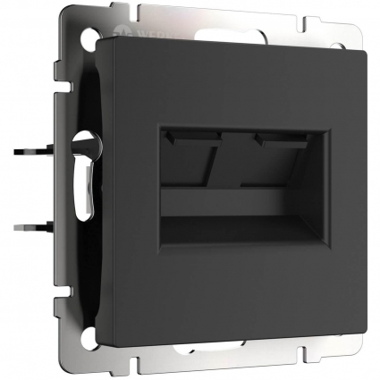 Розетка Werkel двойная Ethernet RJ-45 черный матовый W1182208 4690389157004, цвет черный,  в современном стиле