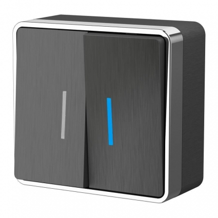 Выключатель двухклавишный с подсветкой Werkel Gallant графит рифленый W5020104 4690389164194, цвет графит