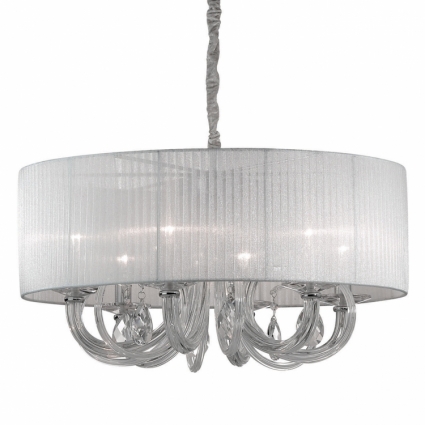 Подвесная люстра Ideal Lux Swan SP6 для спальни площадью до 13.3 кв.м., цвет белый,  в современном стиле