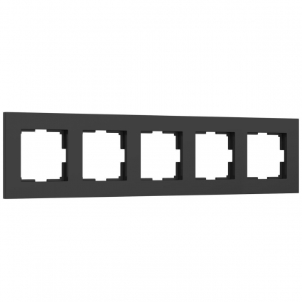 Рамка Werkel Slab на 5 постов черный софт W0052908 4690389207907, цвет черный,  в современном стиле