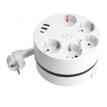 Удлинитель Stekker Comfort 5гн 2USB+С 2,5м с/з Comfort HM10-51-01 49591, цвет белый