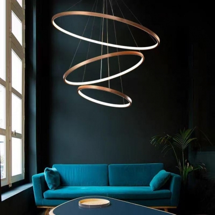 Люстра подвесная Alfa Light F0424-12 400+600+800mm rose gold в стиле модерн