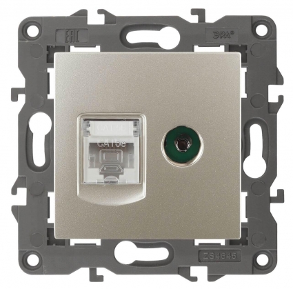 Розетка комбинированная RJ45+TV ЭРА Elegance 14-3110-04 Б0034317, цвет желтый,  в стиле модерн