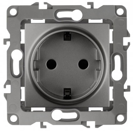 Розетка ЭРА 12 2P E Schuko 16A 250V 12-2001-12 Б0019307, цвет серый,  в стиле Хай-тек