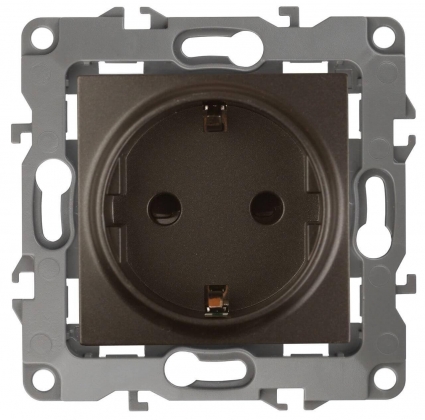 Розетка ЭРА 12 2P E Schuko 16A 250V 12-2001-13 Б0019308, цвет бронза,  в стиле модерн