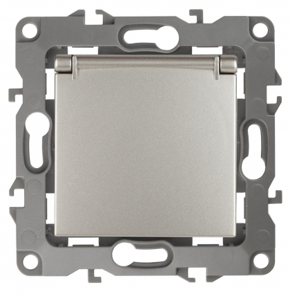 Розетка ЭРА 12 2P E Schuko со шторками с крышкой 16A 250V 12-2103-15 Б0019330, цвет белый,  в стиле модерн