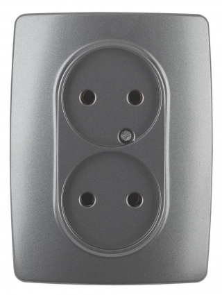 Розетка ЭРА 12 2x2P 16A 250V 12-2107-12 Б0031244, цвет серый,  в стиле Хай-тек