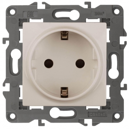Розетка ЭРА Elegance 2P E Schuko 16A 250V 14-2101-02 Б0034265, цвет белый,  в современном стиле