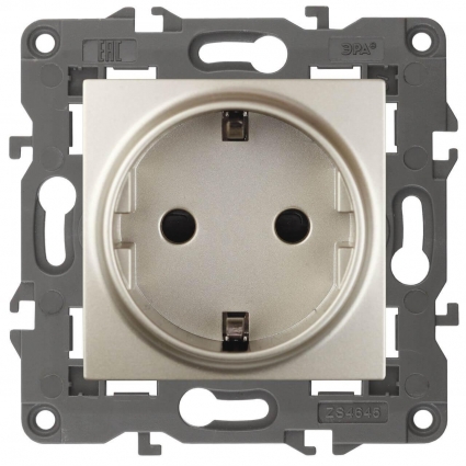 Розетка ЭРА Elegance 2P E Schuko 16A 250V 14-2101-04 Б0034268, цвет желтый,  в стиле модерн