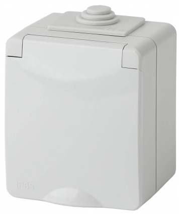 Розетка ЭРА Эксперт 2P E IP65 со шторками 16A 250V 11-2602-03 Б0035990, цвет серый,  в современном стиле