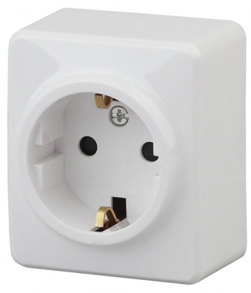 Розетка ЭРА Эксперт 2P E Schuko со шторками 16A 250V 11-2204-01 Б0020688, цвет белый,  в современном стиле