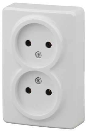 Розетка ЭРА Эксперт 2x2P 16A 250V 11-2202-01 Б0020682, цвет белый,  в современном стиле