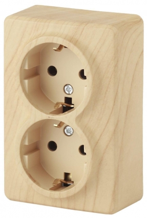 Розетка ЭРА Эксперт 2х2P E Schuko 16A 250V 11-2205-11 Б0020693, цвет бежевый,  в стиле кантри