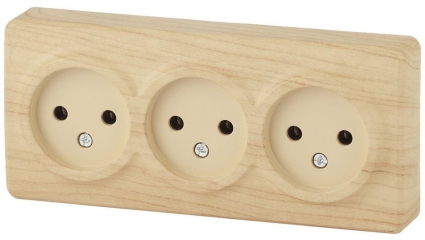 Розетка ЭРА Эксперт 3х2P 16A 250V 11-2207-11 Б0020699, цвет бежевый,  в стиле кантри