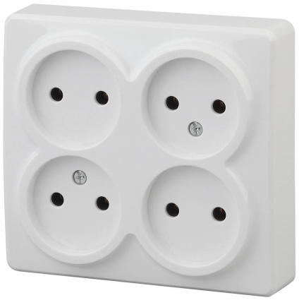 Розетка ЭРА Эксперт 4х2P 16A 250V 11-2210-01 Б0020706, цвет белый,  в современном стиле