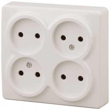 Розетка ЭРА Эксперт 4х2P 16A 250V 11-2210-02 Б0020707, цвет белый,  в современном стиле