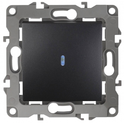 Выключатель одноклавишный с подсветкой ЭРА 12 10AX 250V 12-1102-05 Б0014637, цвет серый,  в стиле Хай-тек