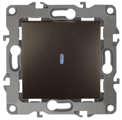 Выключатель одноклавишный с подсветкой ЭРА 12 10AX 250V 12-1102-13 Б0019281, цвет бронза,  в стиле модерн