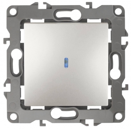 Выключатель одноклавишный с подсветкой ЭРА 12 10AX 250V 12-1102-15 Б0019427, цвет белый,  в стиле модерн