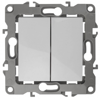 Переключатель двухклавишный ЭРА 12 10AX 250V 12-1106-01 Б0014663, цвет белый,  в современном стиле