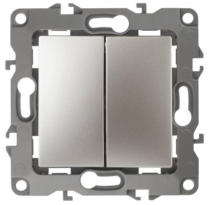 Переключатель двухклавишный ЭРА 12 10AX 250V 12-1106-04 Б0014666, цвет желтый,  в стиле модерн