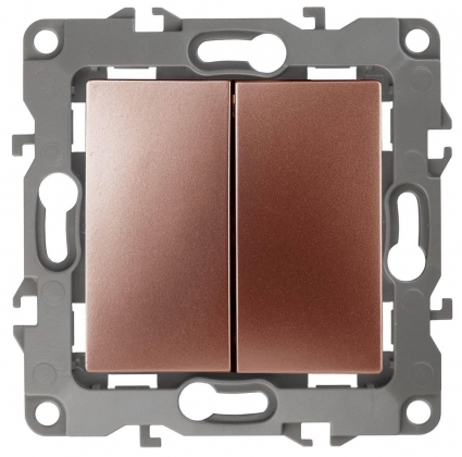 Переключатель двухклавишный ЭРА 12 10AX 250V 12-1106-14 Б0019297, цвет медь,  в стиле модерн