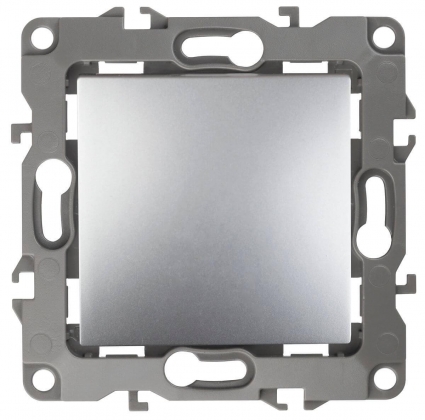 Кнопка ЭРА 12 10AX 250V алюминий 12-1111-03 Б0047832, цвет серый,  в стиле модерн